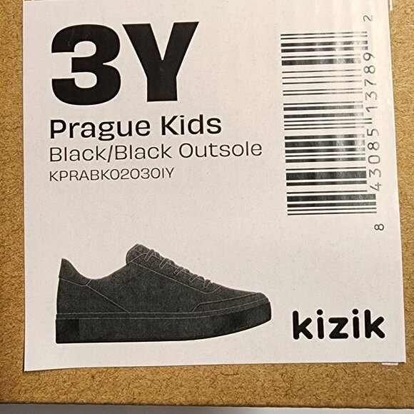 New in box Kizik Prague Kids sneaker 3Y Black - Picture 6 of 6